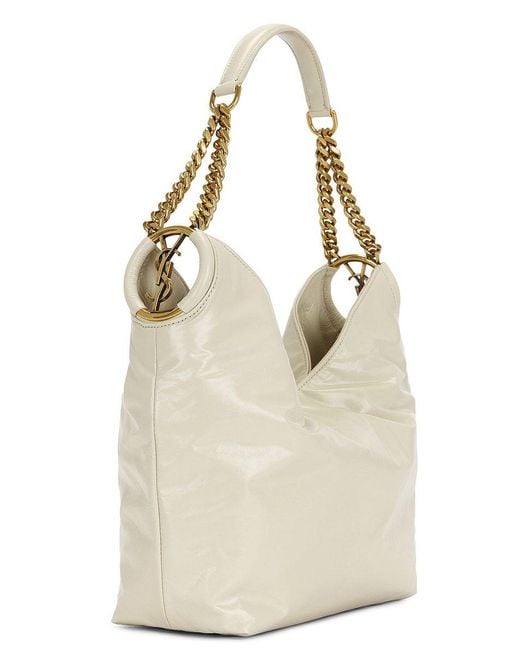 Saint Laurent White Small Cassandre Hobo Bag