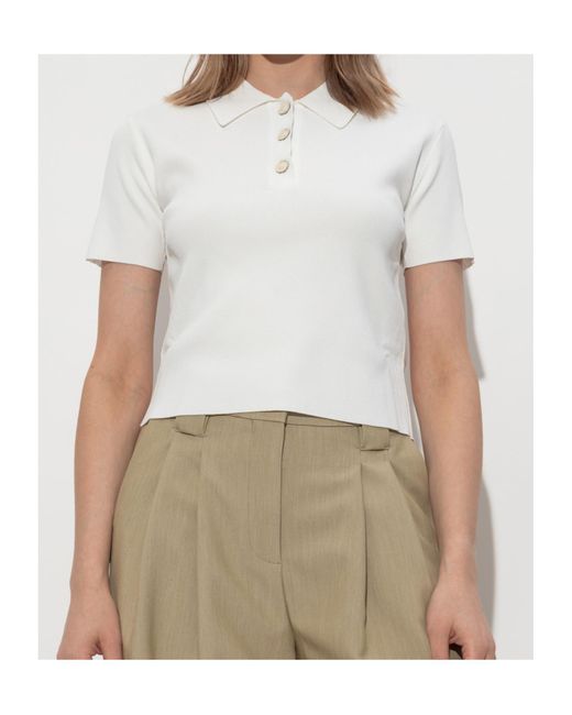 Marni White Short-Sleeved Fine-Knit Polo Top
