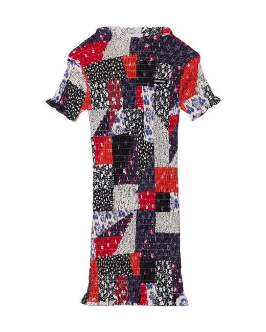 Miu Miu Red Patchwork Print Mini Dress
