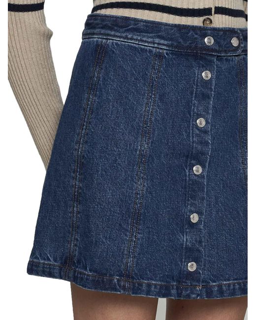 A.P.C. Blue A-Line Denim Miniskirt