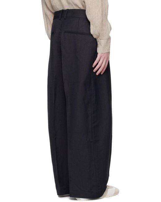 Studio Nicholson Black Belt-Lined Casual Pants for men