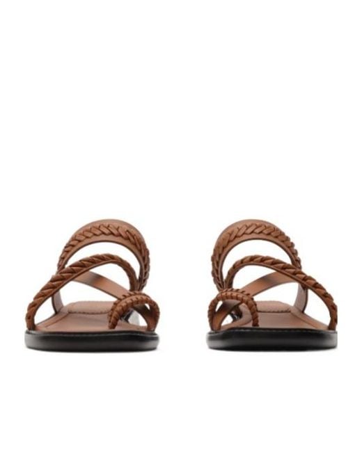 Burberry Brown Baez Whipstitch Flat Sandals