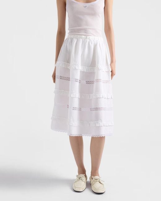 Prada White Bow Detail Lace-Up Shoes