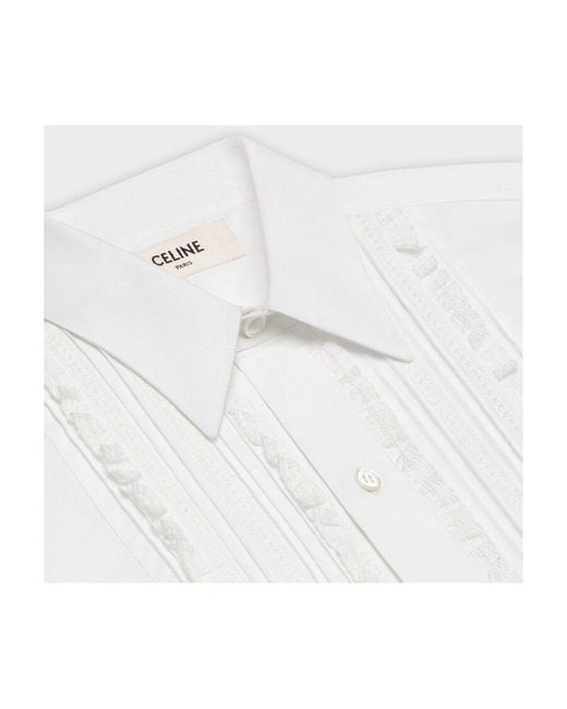 Céline White Lapel Button Shirt