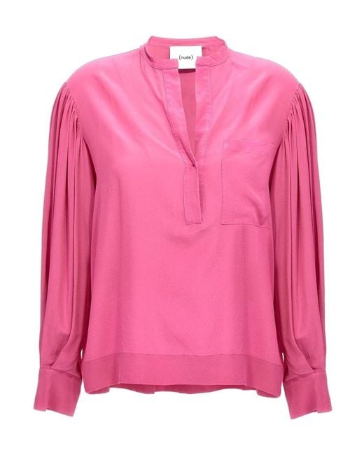 Nude Pink Elegant Bloshirt Top