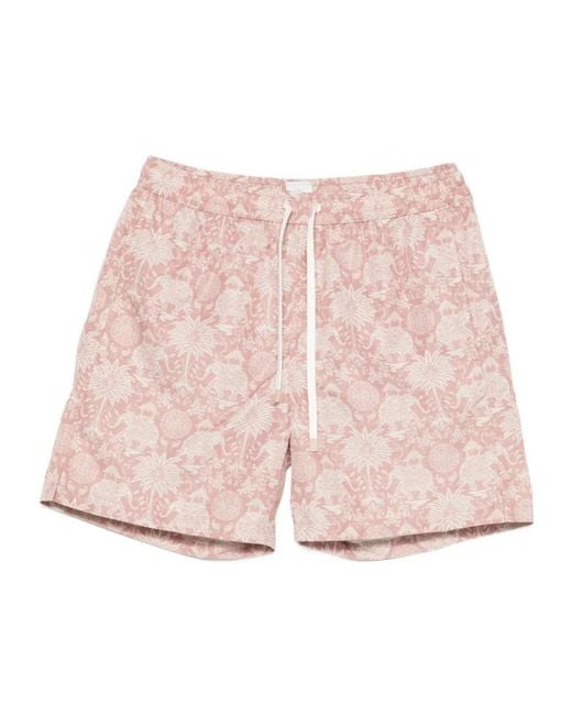 Eleventy Pink Drawstring Swim Trunks for men