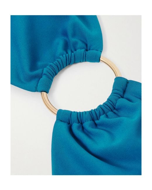 Melissa Odabash Blue Hamburg Embellished Halterneck Bikini Top