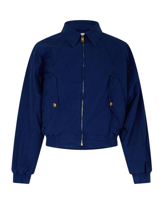 Versace Blue Lapel Short Zip-Up Jacket for men