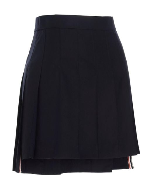 Thom Browne Blue Pleated Mini Skirt