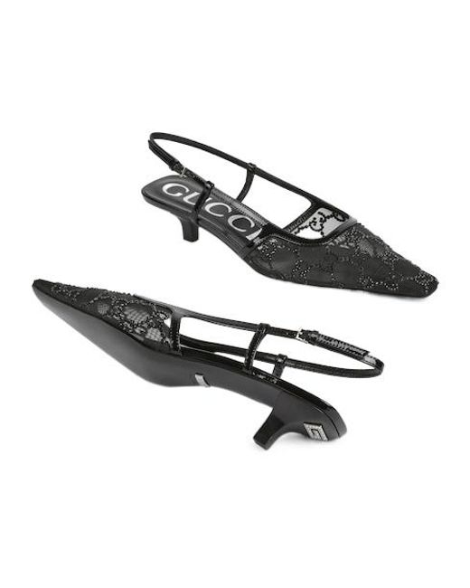Gucci Black Gg Crystal Slingback Pump, Uk