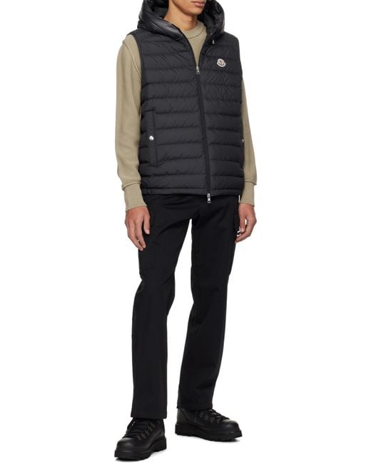Moncler Black Logo Patch Zip-Up Padded Vest for men