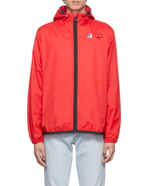 COMME DES GARÇONS PLAY Pink Comme Des Garçons Play X K-Way Logo Patch Zip-Up Jacket for men