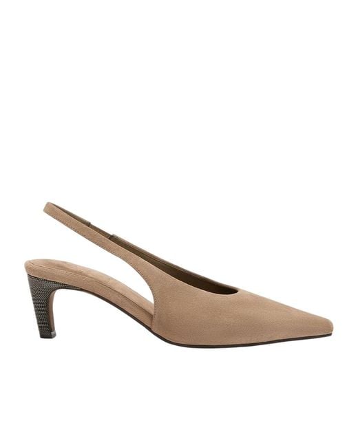 Brunello Cucinelli Brown Slingback Heeled Pumps