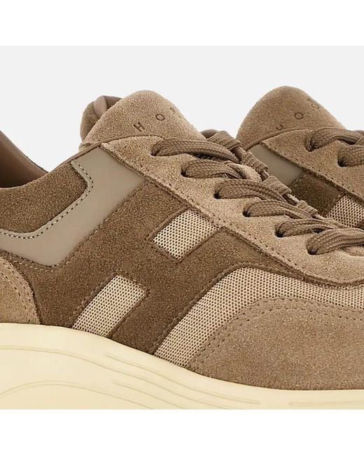 Hogan Brown H-Stripe Low-Top Sneakers for men