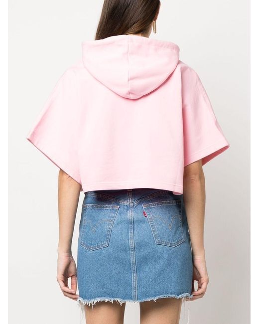 Chiara Ferragni Pink Short-Sleeved Drawstring Hoodie