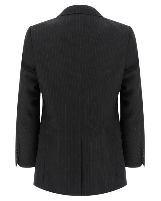 Auralee Black Pinstripe Single Breasted Jacket for men
