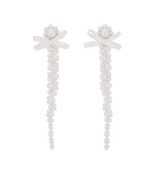 Simone Rocha White Bow Drop Earrings