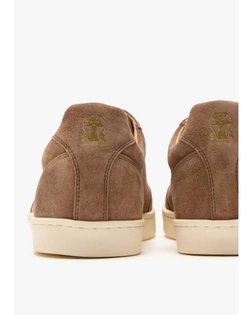 Brunello Cucinelli Brown Round Toe Lace-Up Sneakers for men