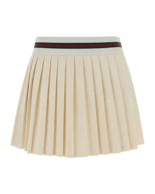 Gucci Natural Pleated Stripe Detailed Skirt