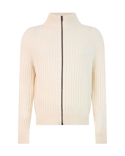 Herno Natural Ribbed Zip-Up Knit Top for men