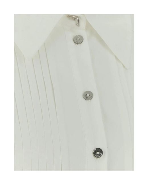 Blumarine White Cropped Poplin Shirt