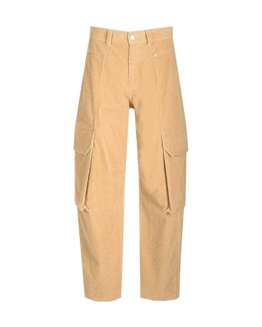 Palm Angels Natural Carrot Fit Corduroy Cargo Pants for men