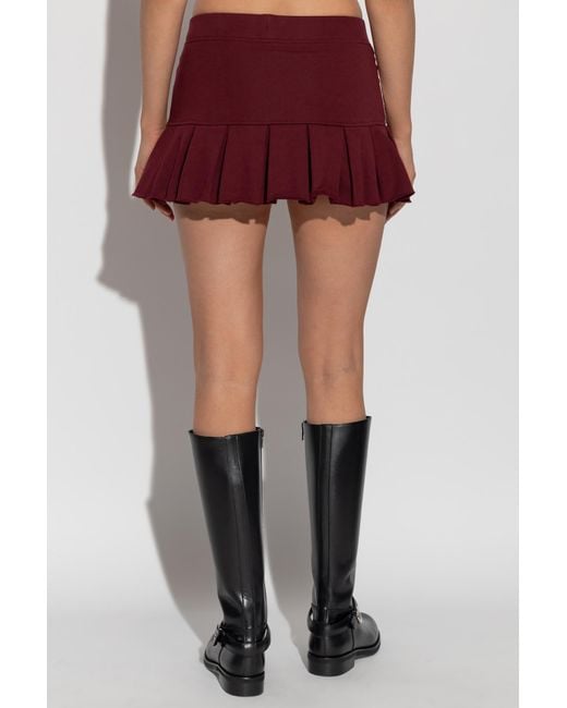 M I S B H V Red Pleated Stripe Mini Skirt