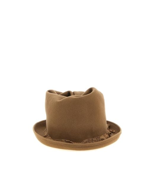 Yohji Yamamoto Brown Curled Crown Hat for men