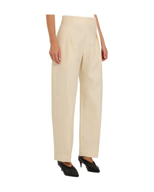 Khaite Natural Wool Pleated Pants