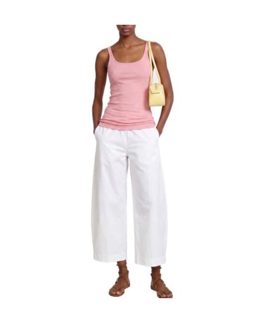MSGM Pink Ribbed Stretch Viscose Tank Top