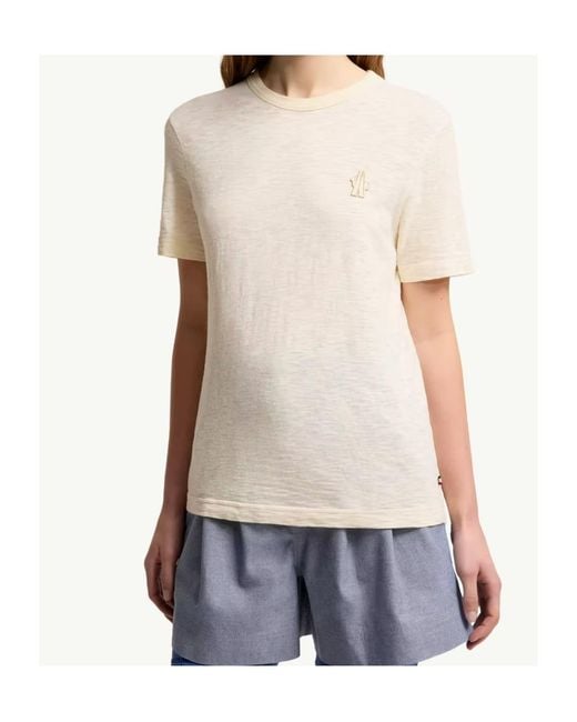 Moncler White Grenoble Logo Detailed Crewneck T-Shirt