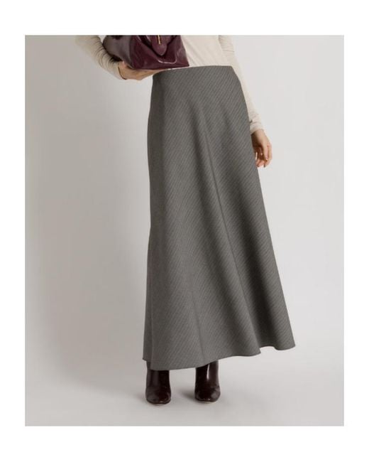 Alberta Ferretti Gray A-Line Skirt With Herringbone Weave