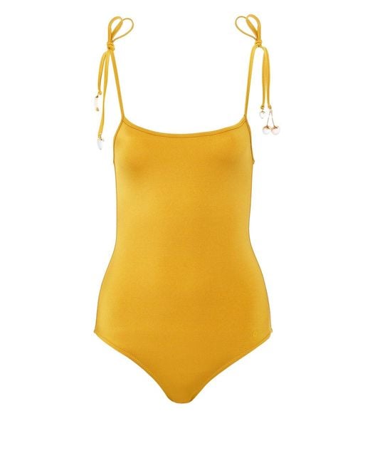 Chloé Yellow Chloé Knotted One-Piece Swimsuit