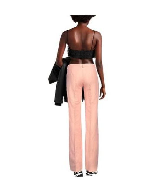 Sportmax Pink Solid Straight-Leg Casual Pants