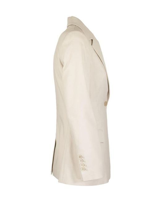 Brunello Cucinelli Natural Silk Single-Breasted Fitted Blazer