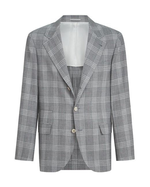 Brunello Cucinelli Gray Notched-Lapel Blazer for men