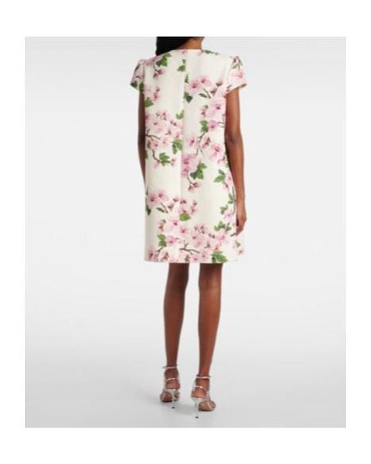Oscar de la Renta White Floral Cotton-Blend Tweed Minidress
