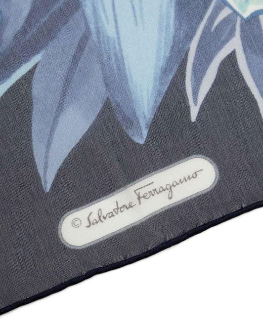 Ferragamo Blue Logo Printed Scarf