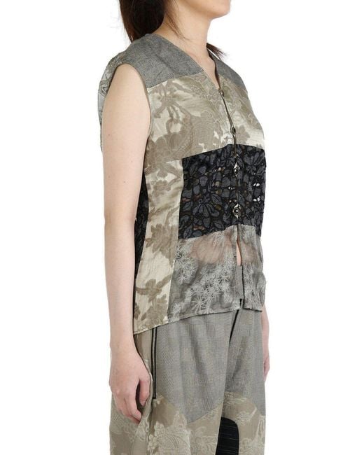 Commun's Gray Printed Patchwork Vest for men