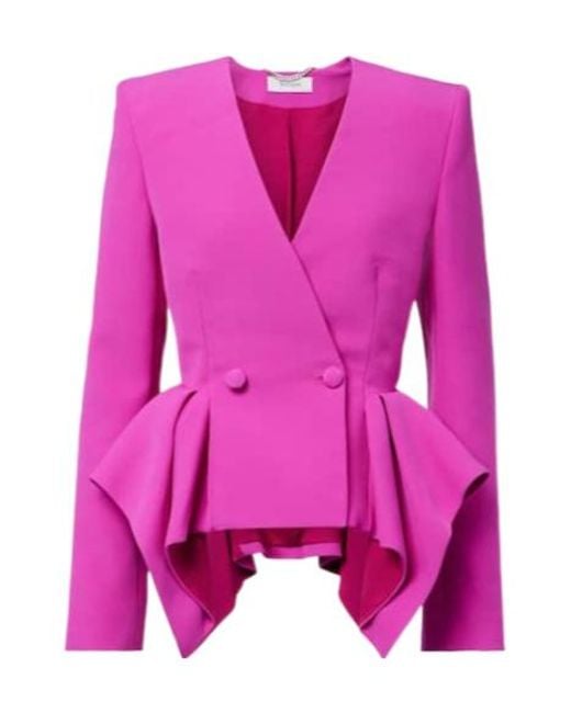 Safiyaa Pink Double-Breasted Peplum Blazer