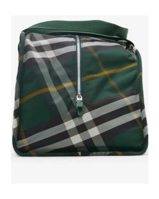 Burberry Green Shield Checked Motif Travel Bag for men