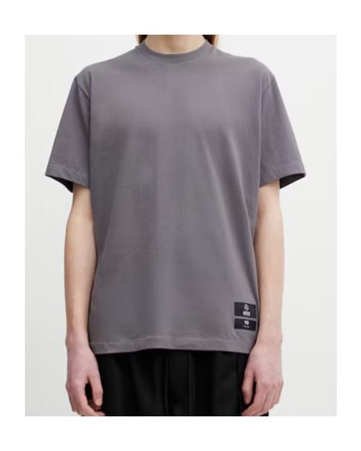 Y-3 Gray Mercedes Logo Stack Short Sleeve T-Shirt for men