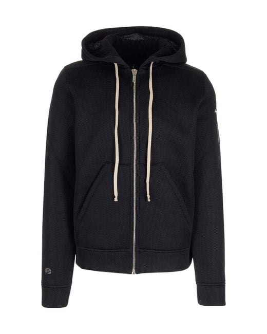 Rick Owens Black X Champion Logo-Embroidered Zipped Mesh Jacket for men