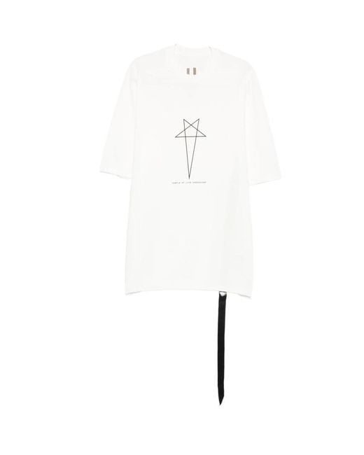 Rick Owens White Star-Graphic Ribbon T-Shirt for men