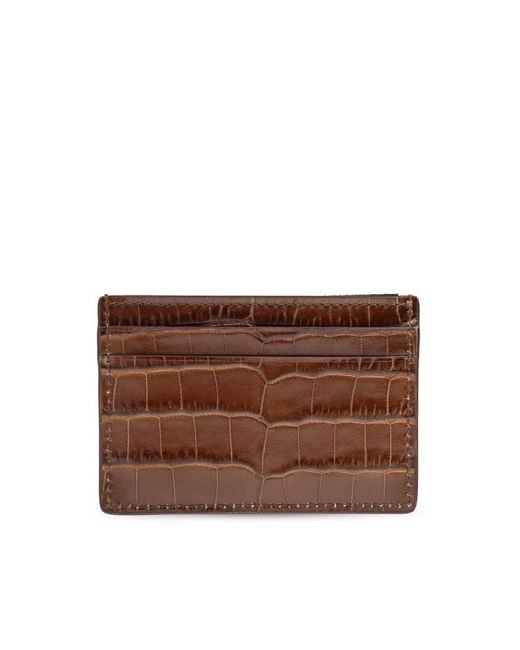 Tom Ford Brown Logo Debossed Card Holder for men