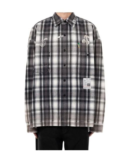 Maison Mihara Yasuhiro Gray Vintage Like Straight Hem Check Shirt for men