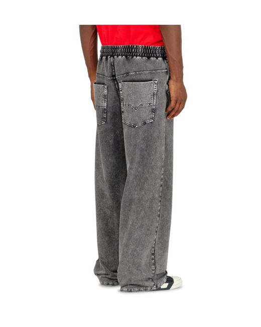 DIESEL Gray Sweatpants With Denim Effect for men