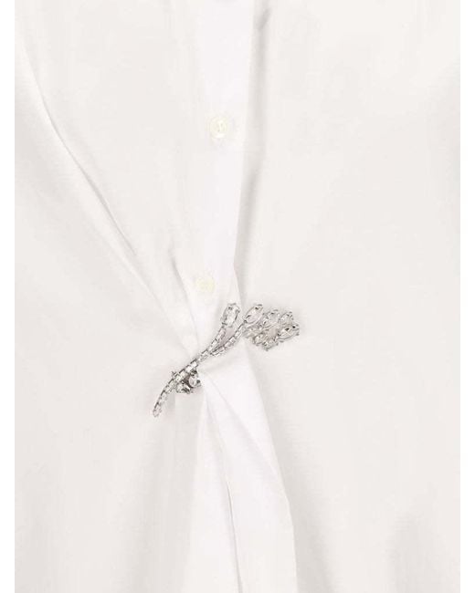 Prada White Gathered Button-Up Poplin Shirt
