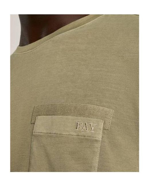 Fay Green Pocket Crew Neck T-Shirt for men