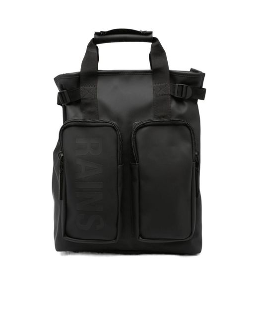Rains Black Texel Tote Backpack for men
